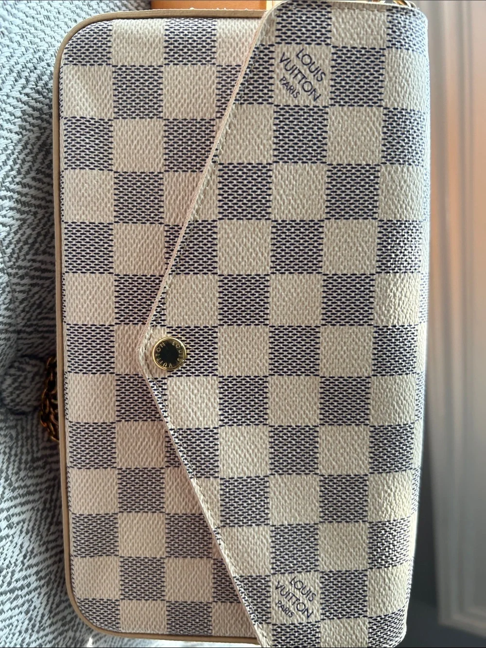 Louis Vuitton Damier Azur Check Crossbody Bag - Cream & Blue